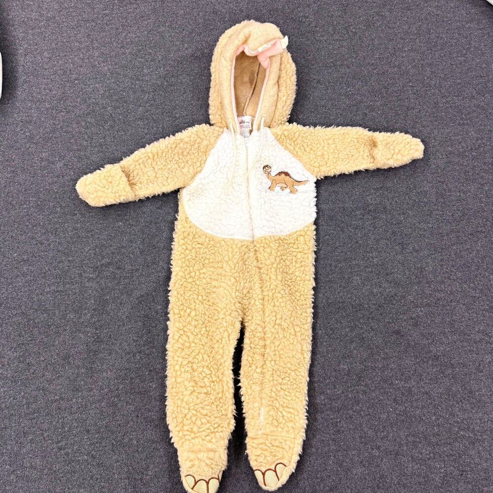 Vintage JCPenney Littlefoot Hooded Zip Fleece One-Piece Coverall 6-12mo